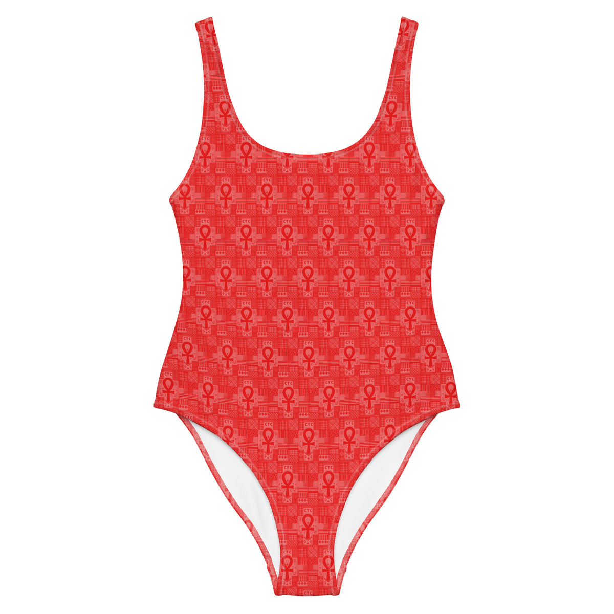 Red Ankh patchwork One-Piece Swimsuit – Dope Tagz