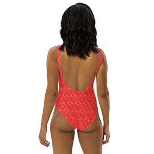 Red Ankh patchwork One-Piece Swimsuit