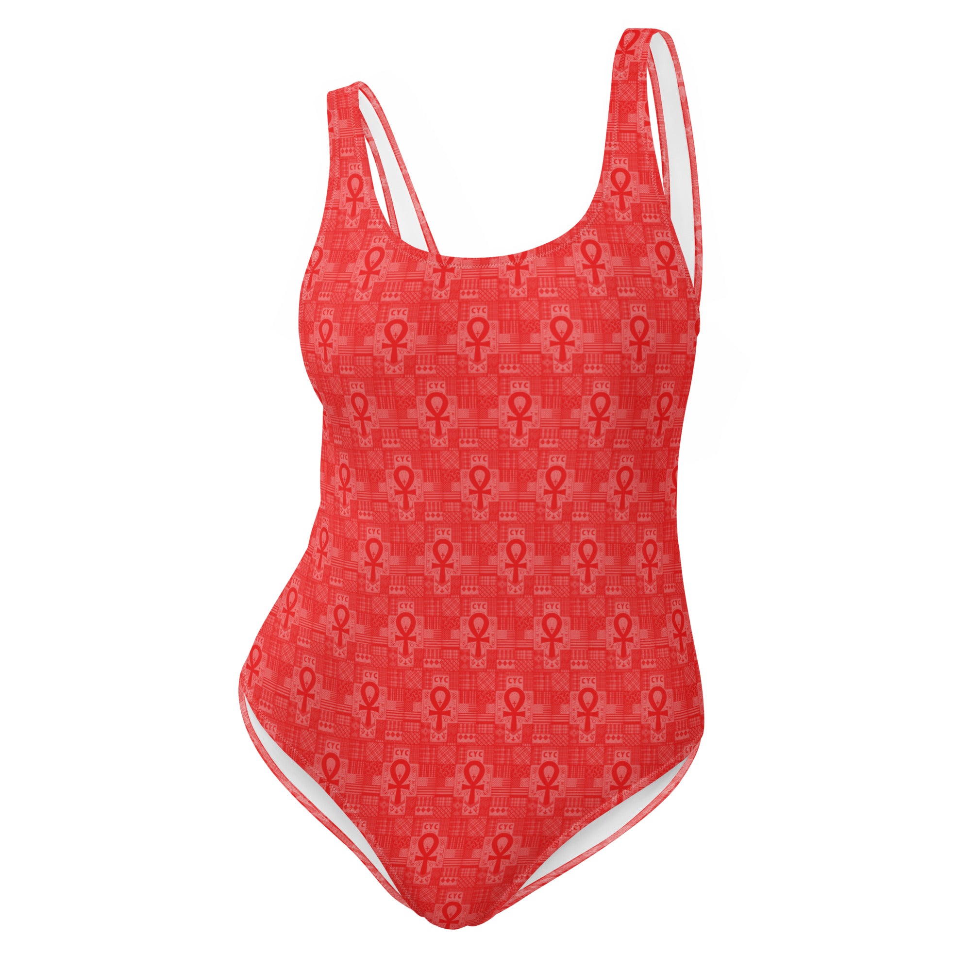 Red Ankh patchwork One-Piece Swimsuit – Dope Tagz