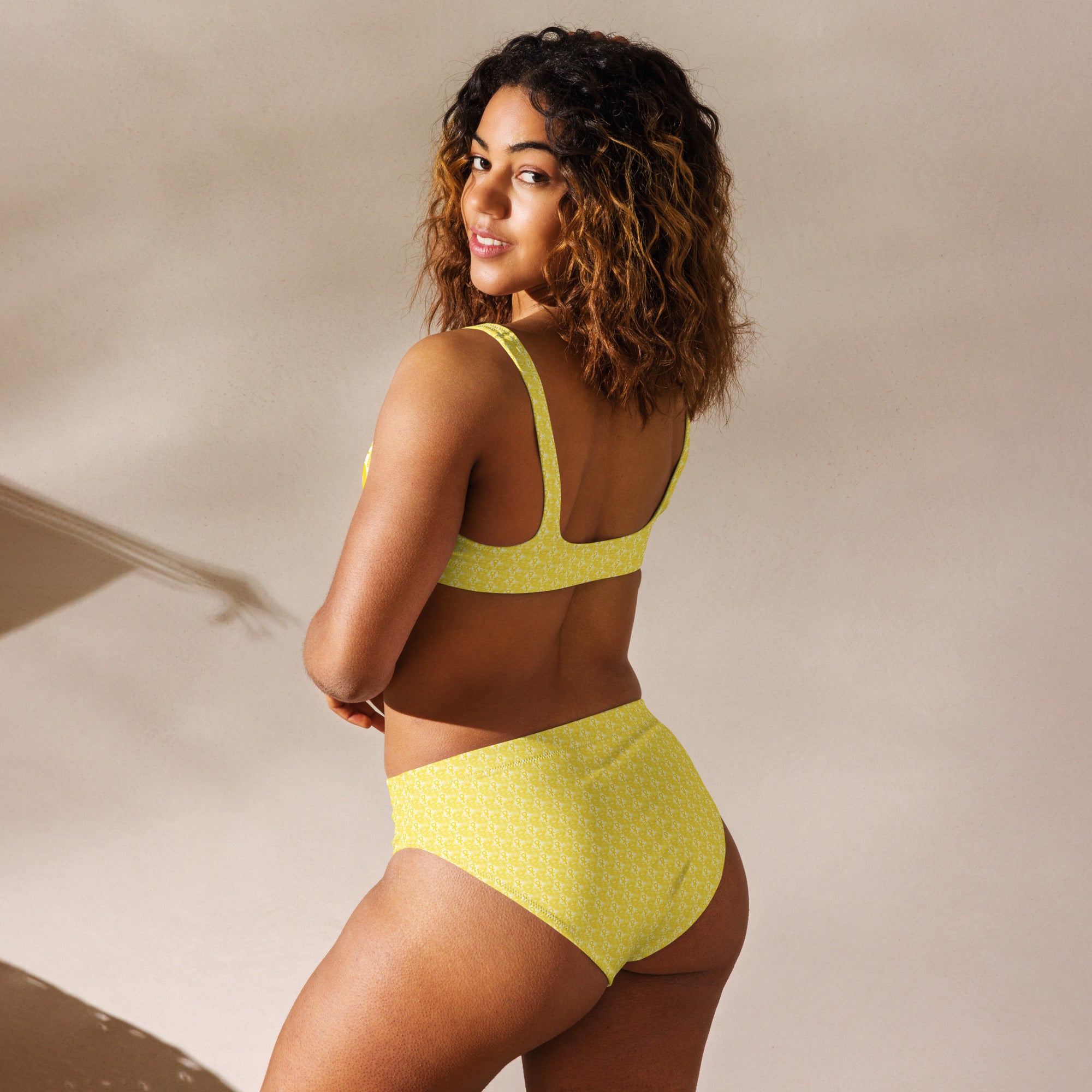 CYC Yellow patchwork  high-waisted bikini