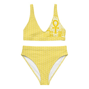 CYC Yellow patchwork  high-waisted bikini