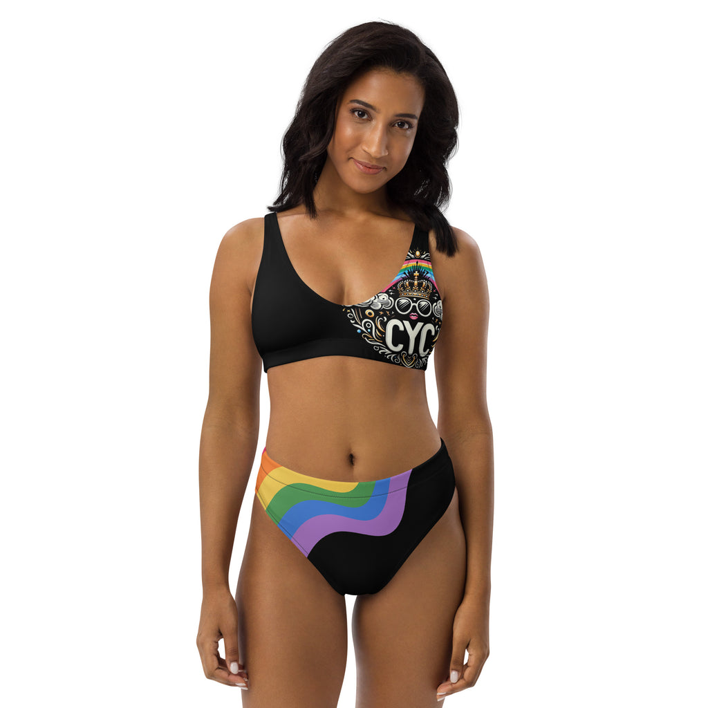 CYC Pride Logo Black high-waisted bikini