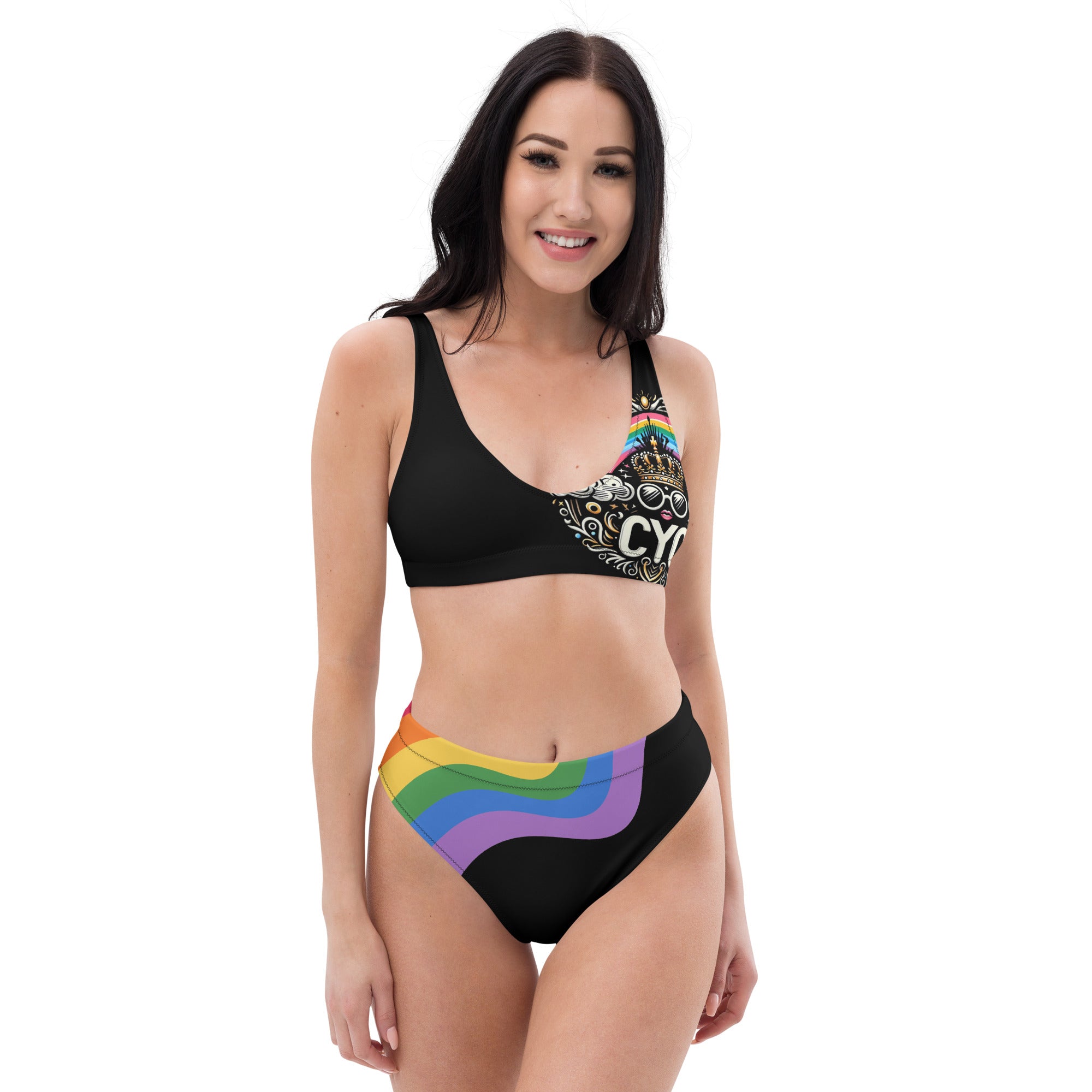 CYC Pride Logo Black high-waisted bikini