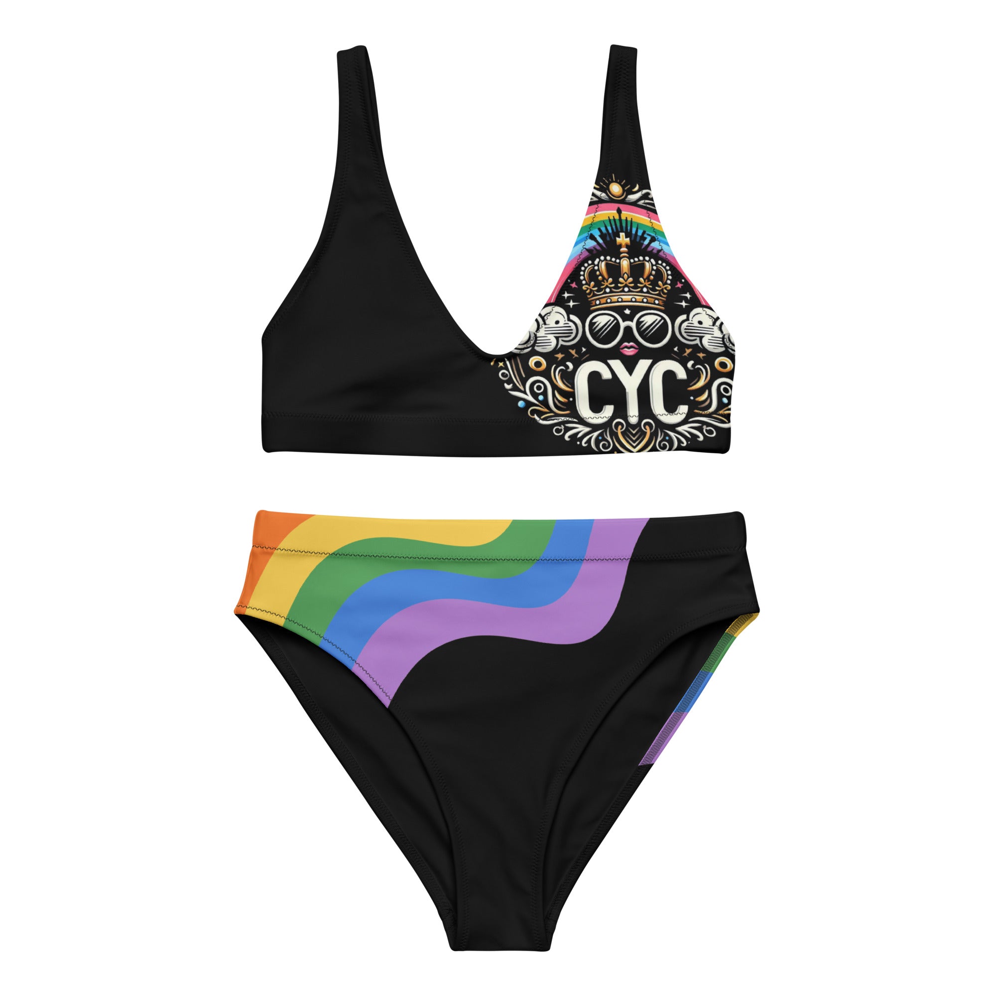 CYC Pride Logo Black high-waisted bikini