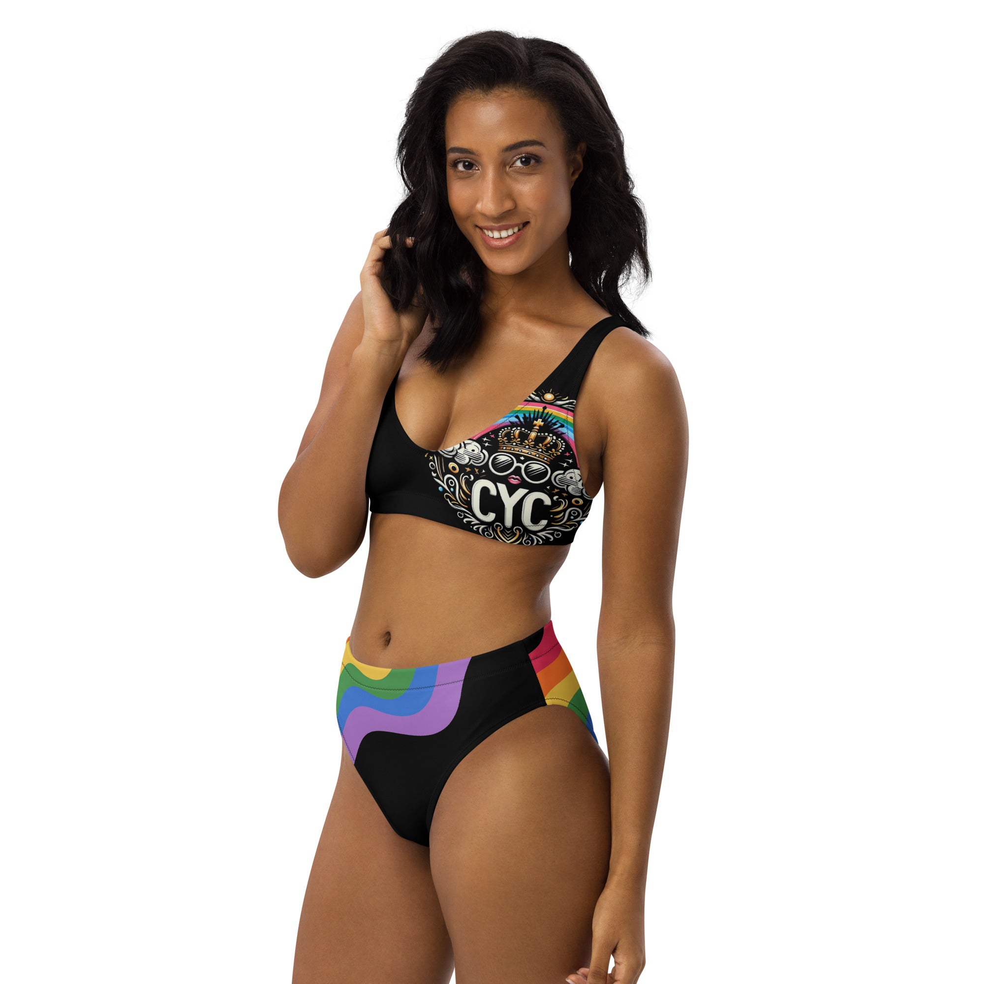 CYC Pride Logo Black high-waisted bikini