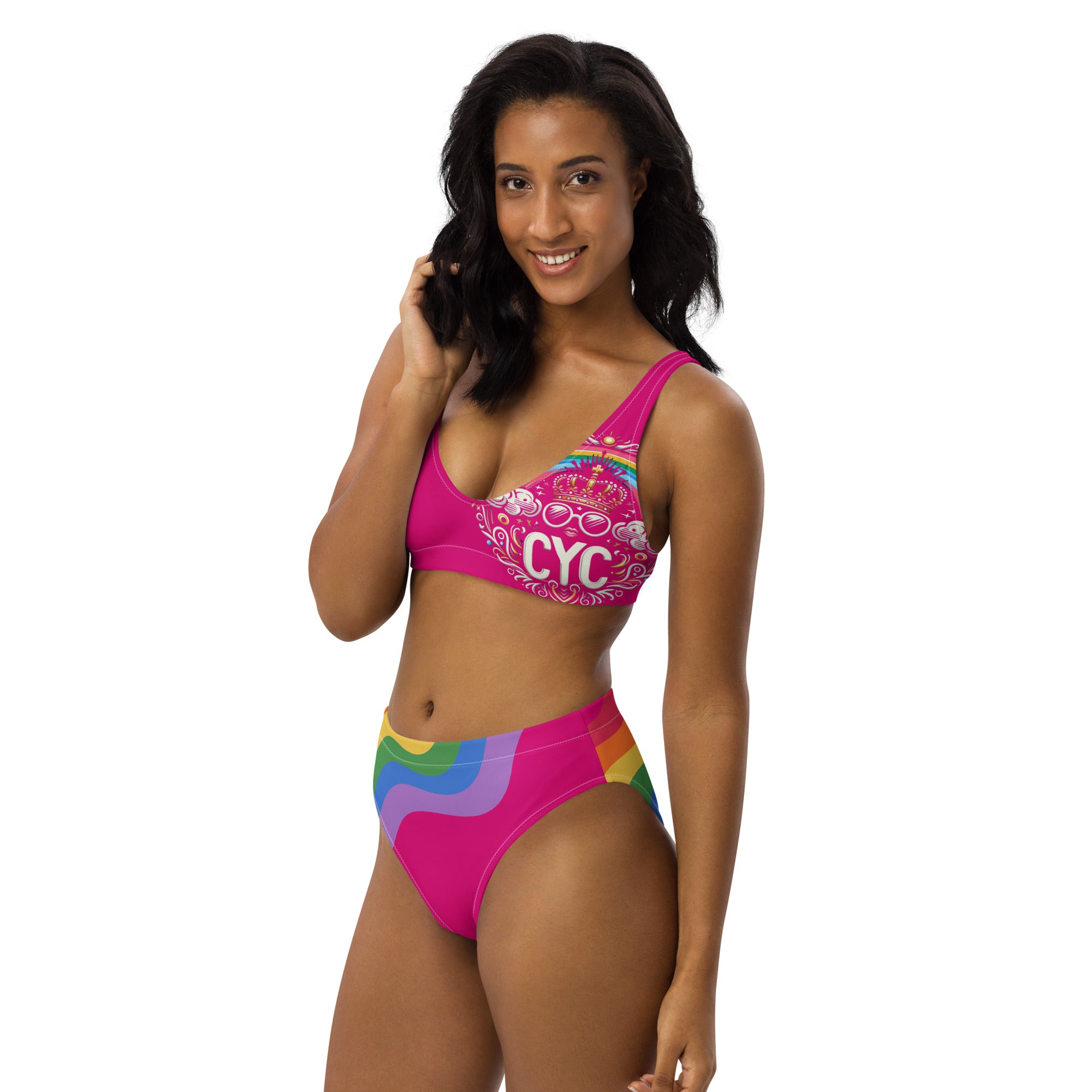 CYC Pink Pride Logo high-waisted bikini