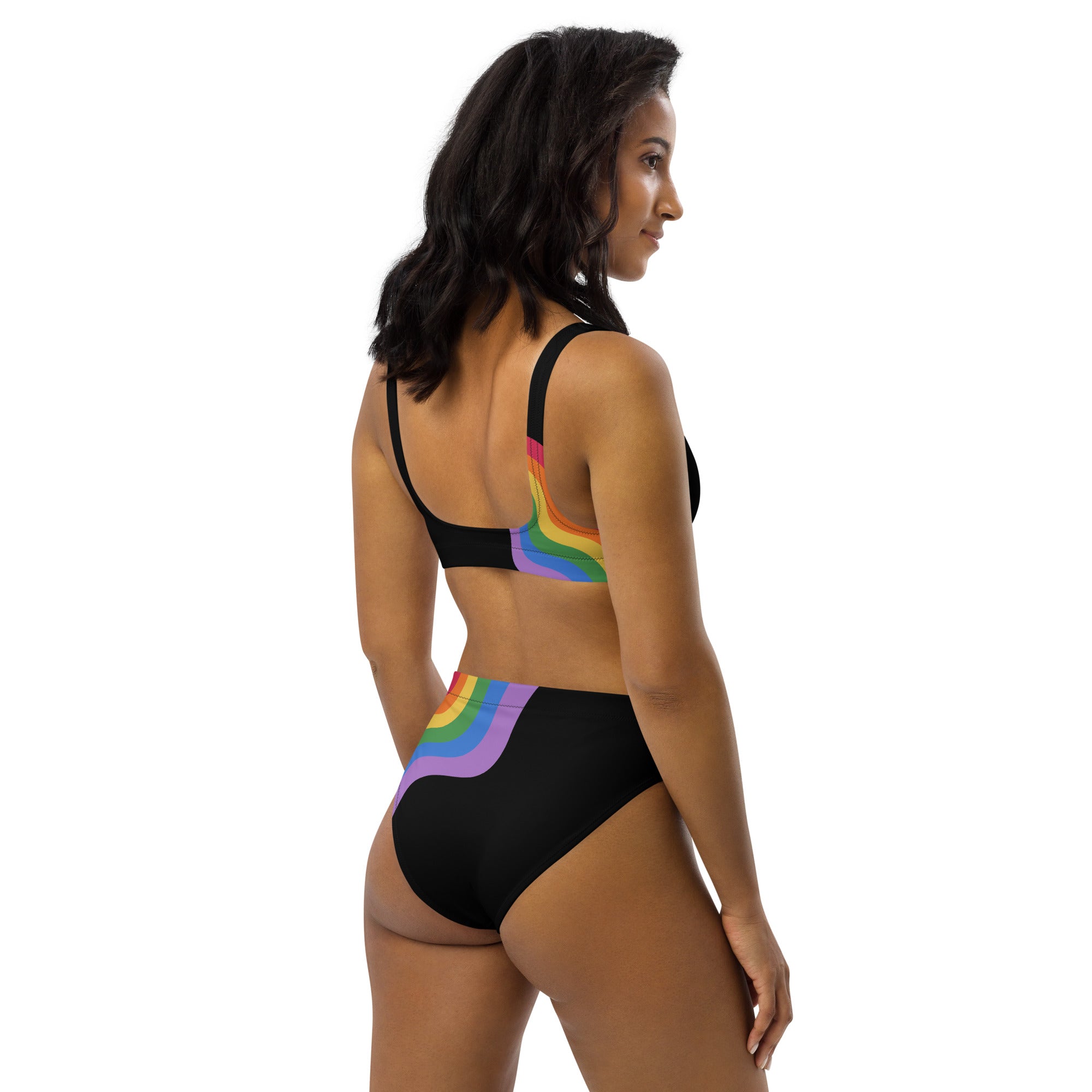 CYC Pride Logo Black high-waisted bikini