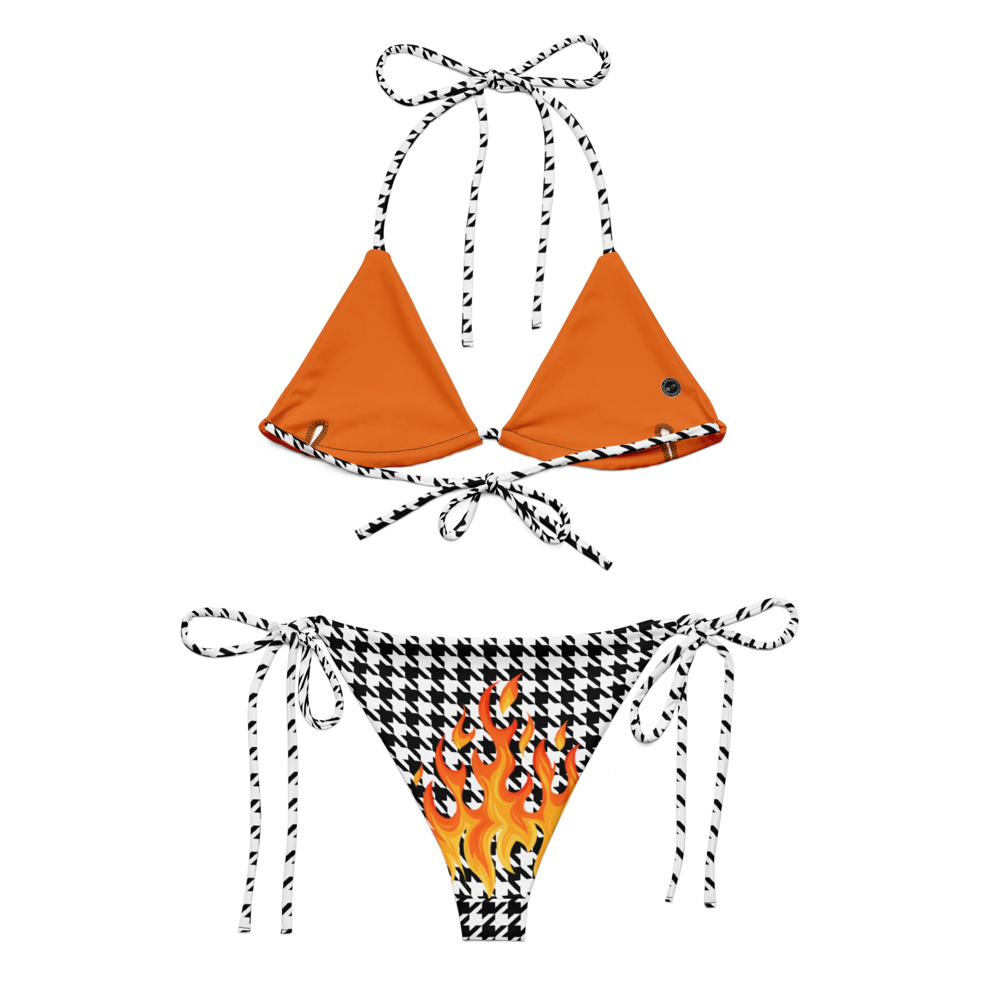 CYC houndstooth flame recycled string bikini