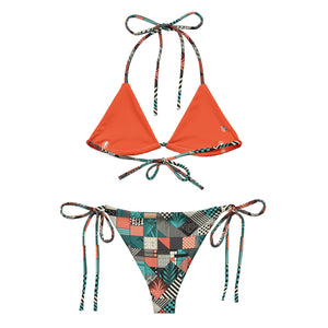 CYC Teal Swirl All-over print recycled string bikini