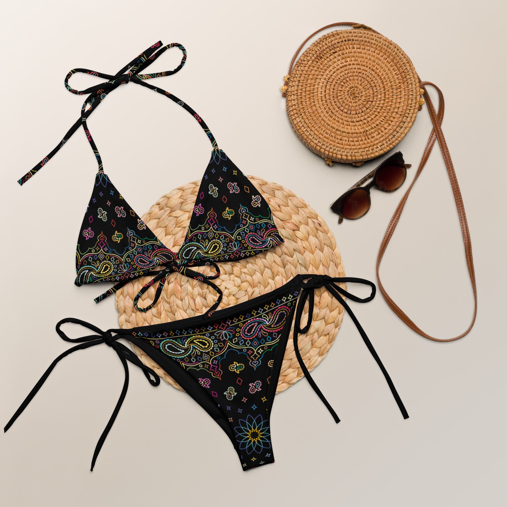 All-over print recycled string bikini