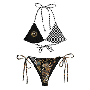 CYC Black checkered Crown design string bikini