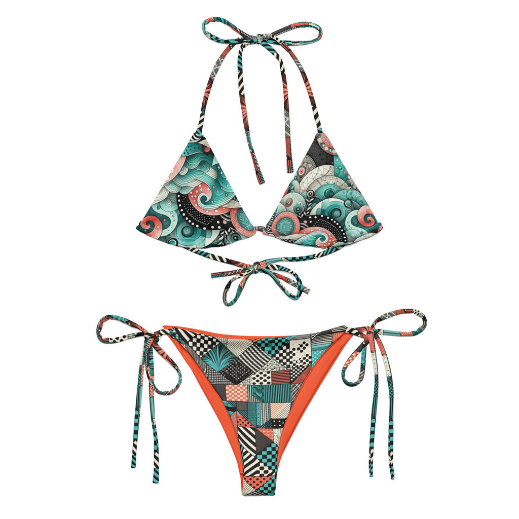 CYC Teal Swirl All-over print recycled string bikini
