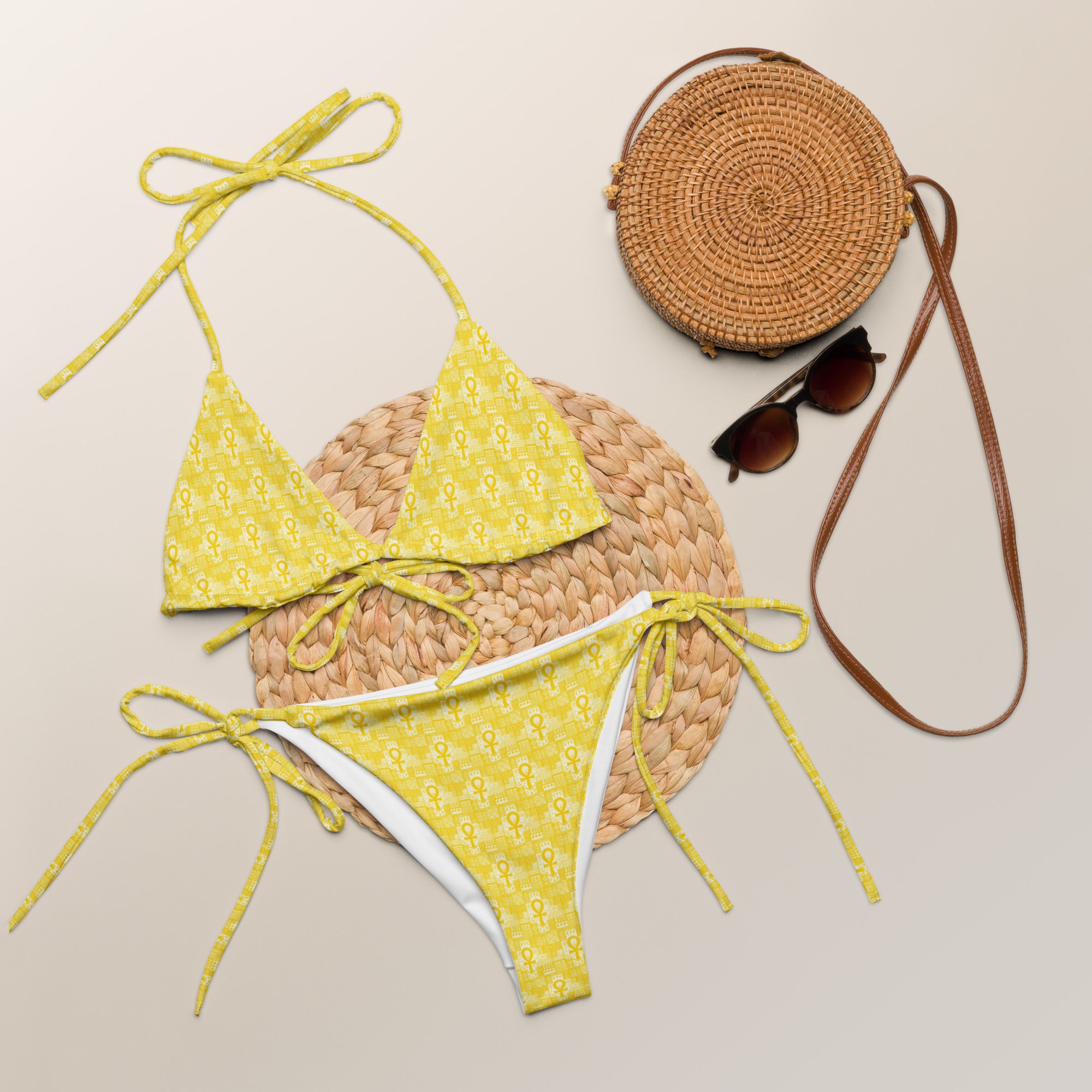 CYC Yellow Ankh patchworkstring bikini