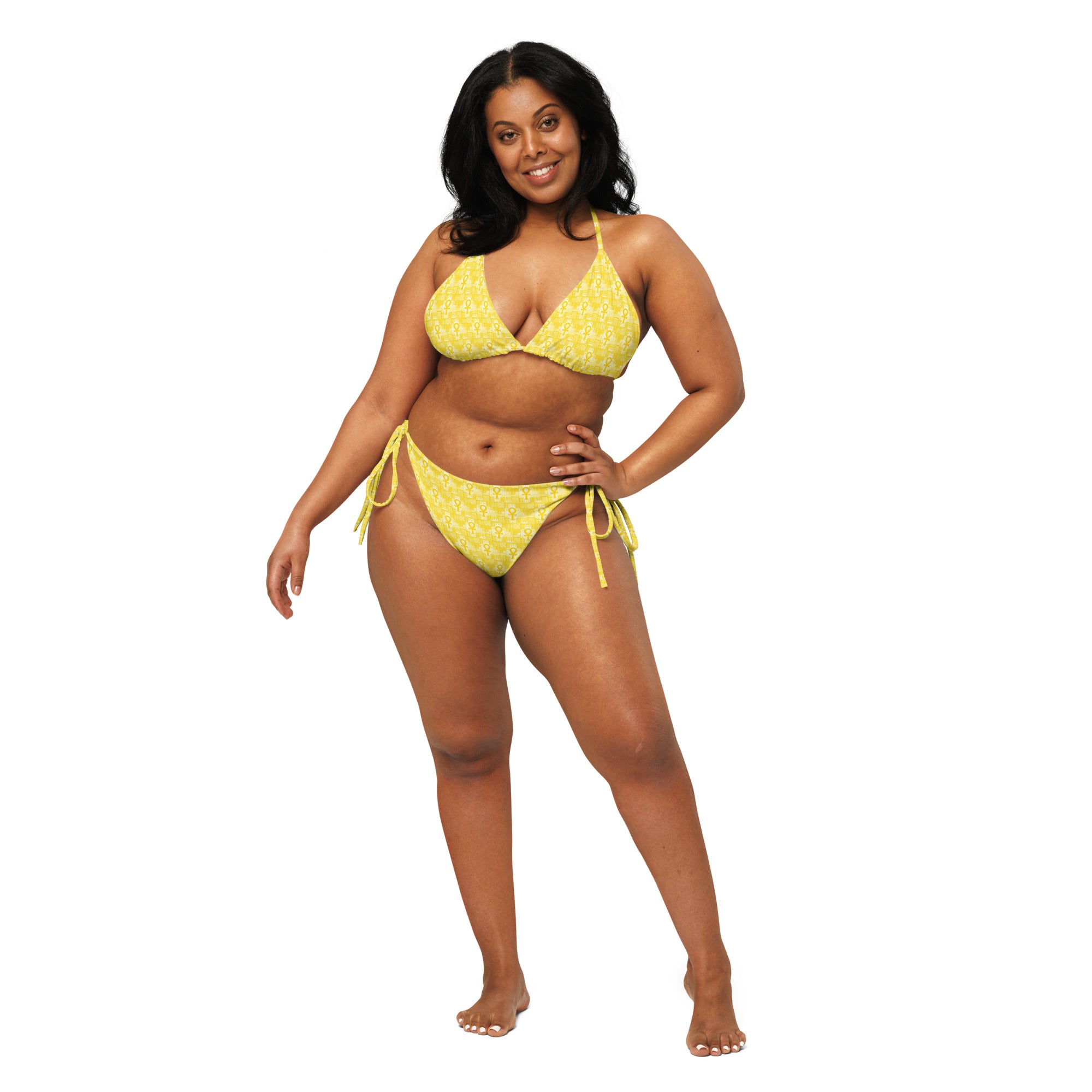 CYC Yellow Ankh patchworkstring bikini