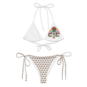 CYC White Pride Logo recycled string bikini