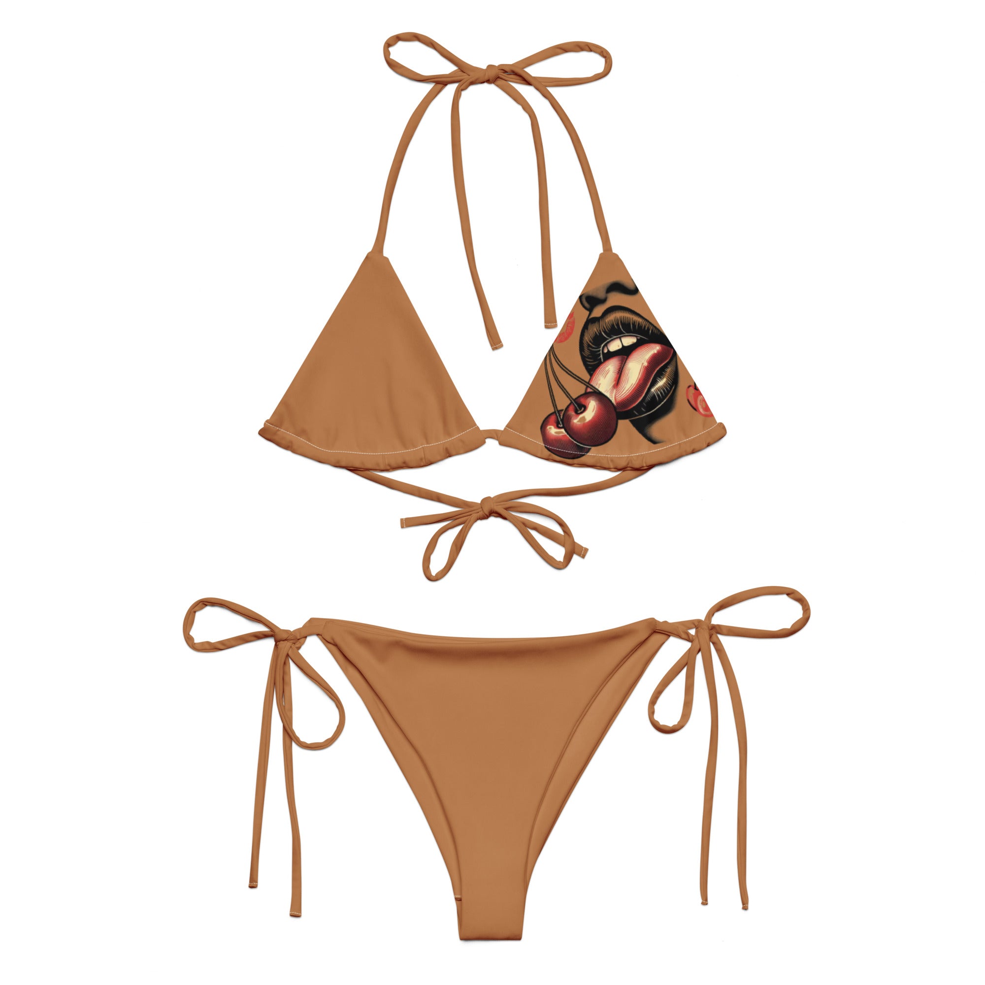 CYC Nude Cherry Tongue recycled string bikini