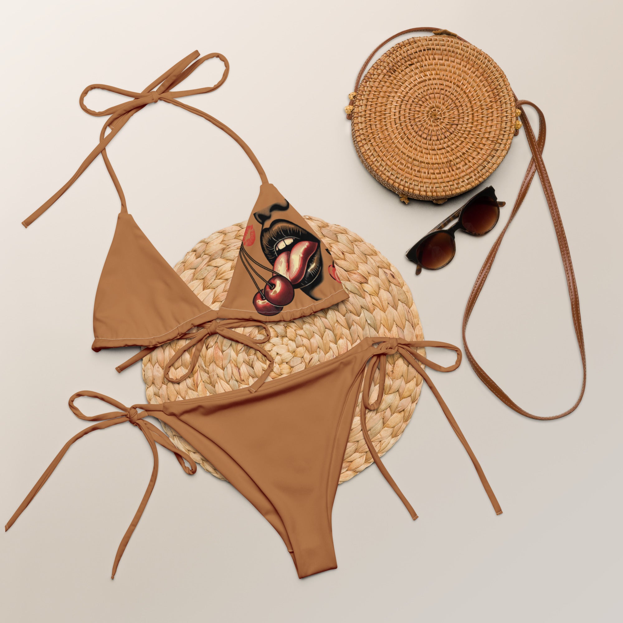 CYC Nude Cherry Tongue recycled string bikini