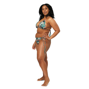 CYC Teal Swirl All-over print recycled string bikini