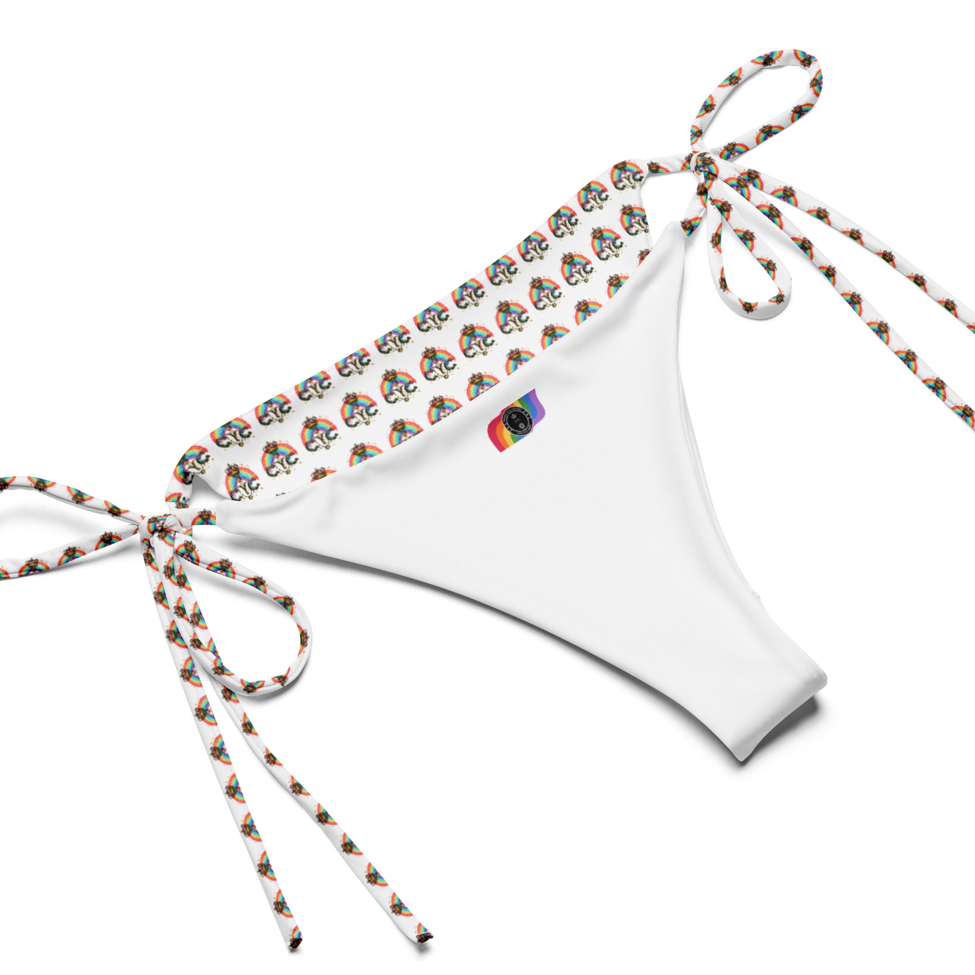 CYC White Pride Logo recycled string bikini