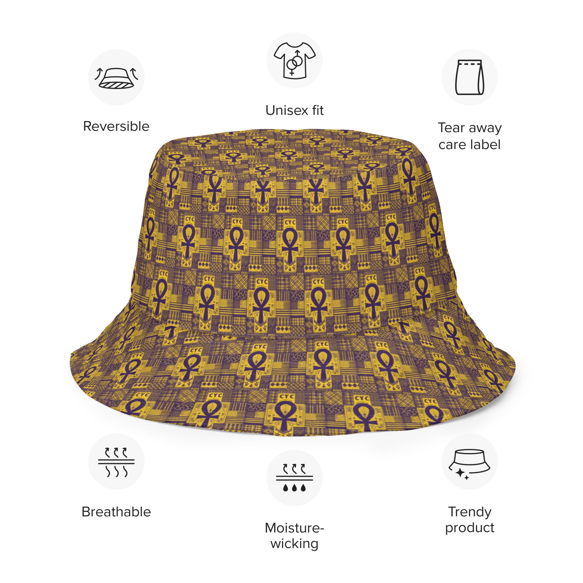 Black and Yellow Reversible bucket hat