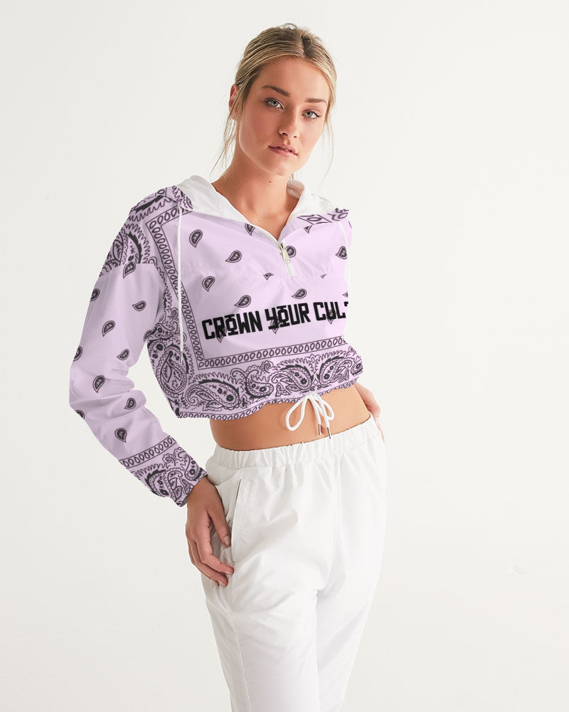 CROWN YOUR CULTURE Women's All-Over Print Cropped Windbreaker