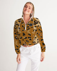 Brown cheetah Women's Cropped Windbreaker