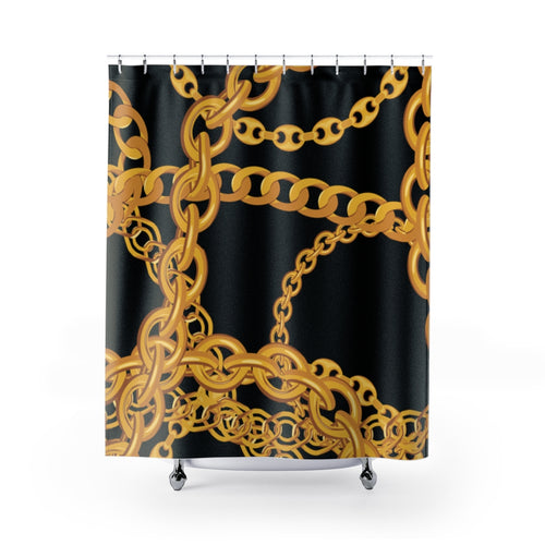 Black and Gold Chain Shower Curtains