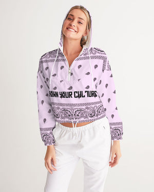 CROWN YOUR CULTURE Women's All-Over Print Cropped Windbreaker