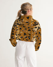 Load image into Gallery viewer, Brown cheetah Women&#39;s Cropped Windbreaker