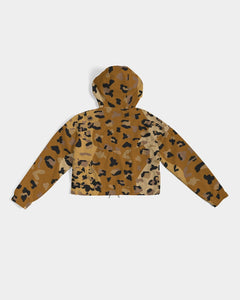 Brown cheetah Women's Cropped Windbreaker