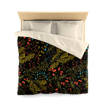 Load image into Gallery viewer, Black Floral Microfiber Duvet Cover