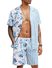 Load image into Gallery viewer, COOFANDY Men Matching Sets Outfits Hawaiian Striped Shirt Short Sleeve Summer Sets