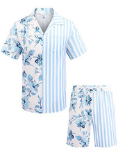 Load image into Gallery viewer, COOFANDY Men Matching Sets Outfits Hawaiian Striped Shirt Short Sleeve Summer Sets