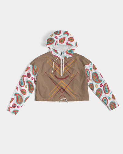 Paisley color white C.Y.C Women's Cropped Windbreaker