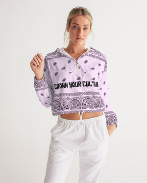 CROWN YOUR CULTURE Women's All-Over Print Cropped Windbreaker