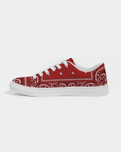 Load image into Gallery viewer, Red paisely Women&#39;s Faux-Leather Sneaker