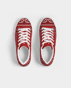 Red paisely Women's Faux-Leather Sneaker