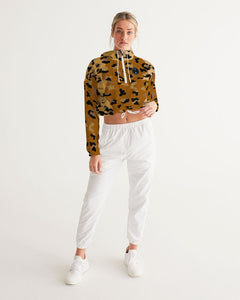 Brown cheetah Women's Cropped Windbreaker