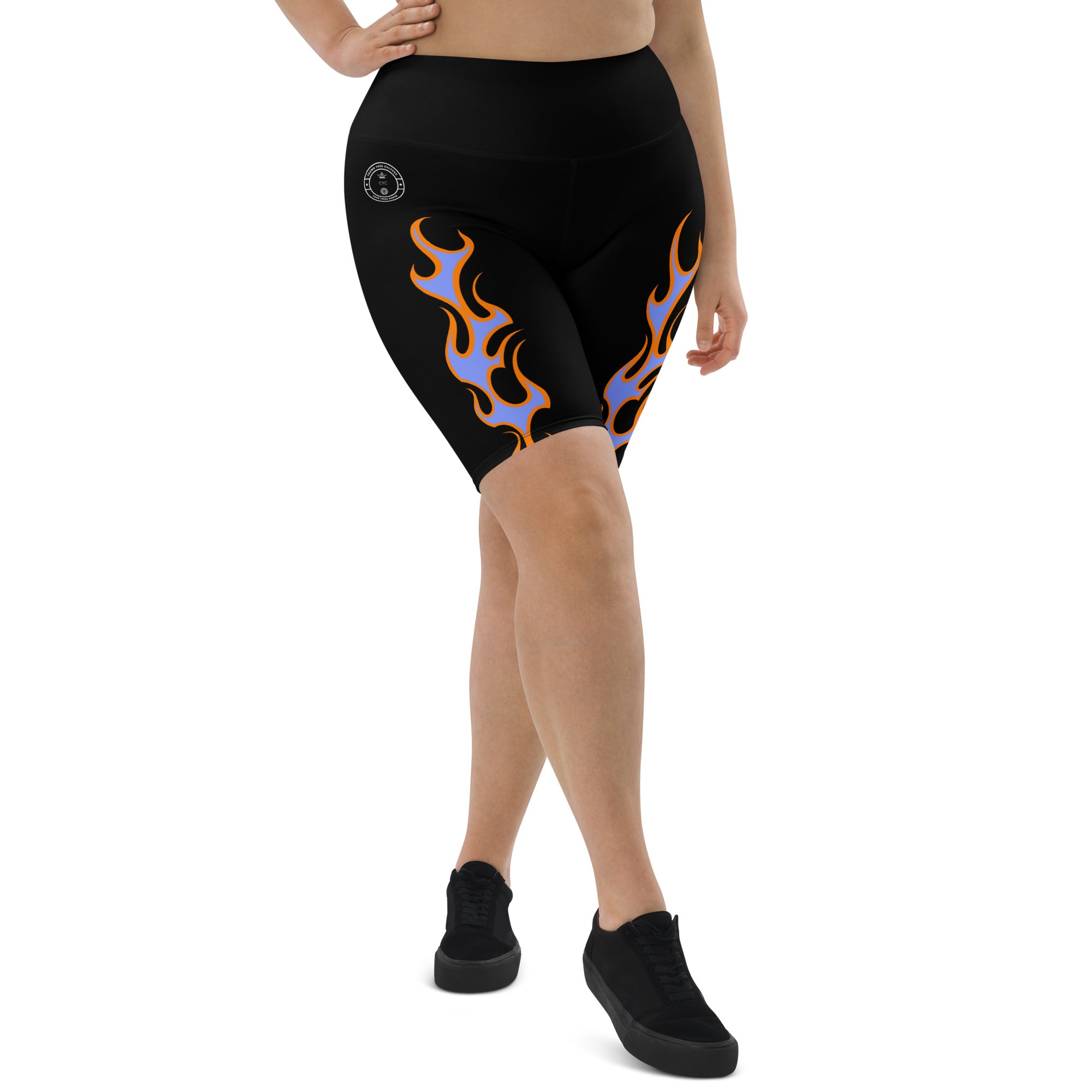 CYC Blue Flaming Black Biker Shorts