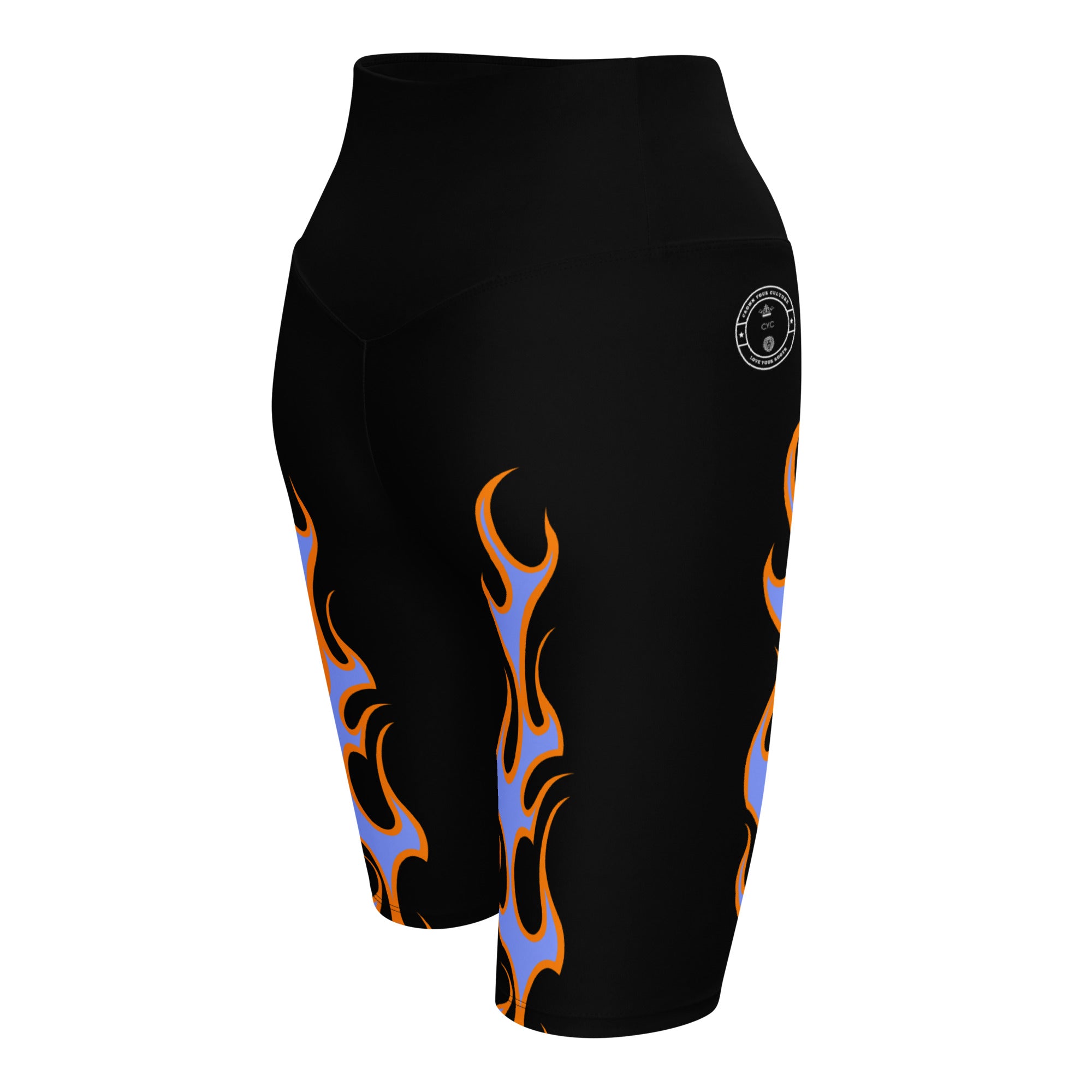 CYC Blue Flaming Black Biker Shorts