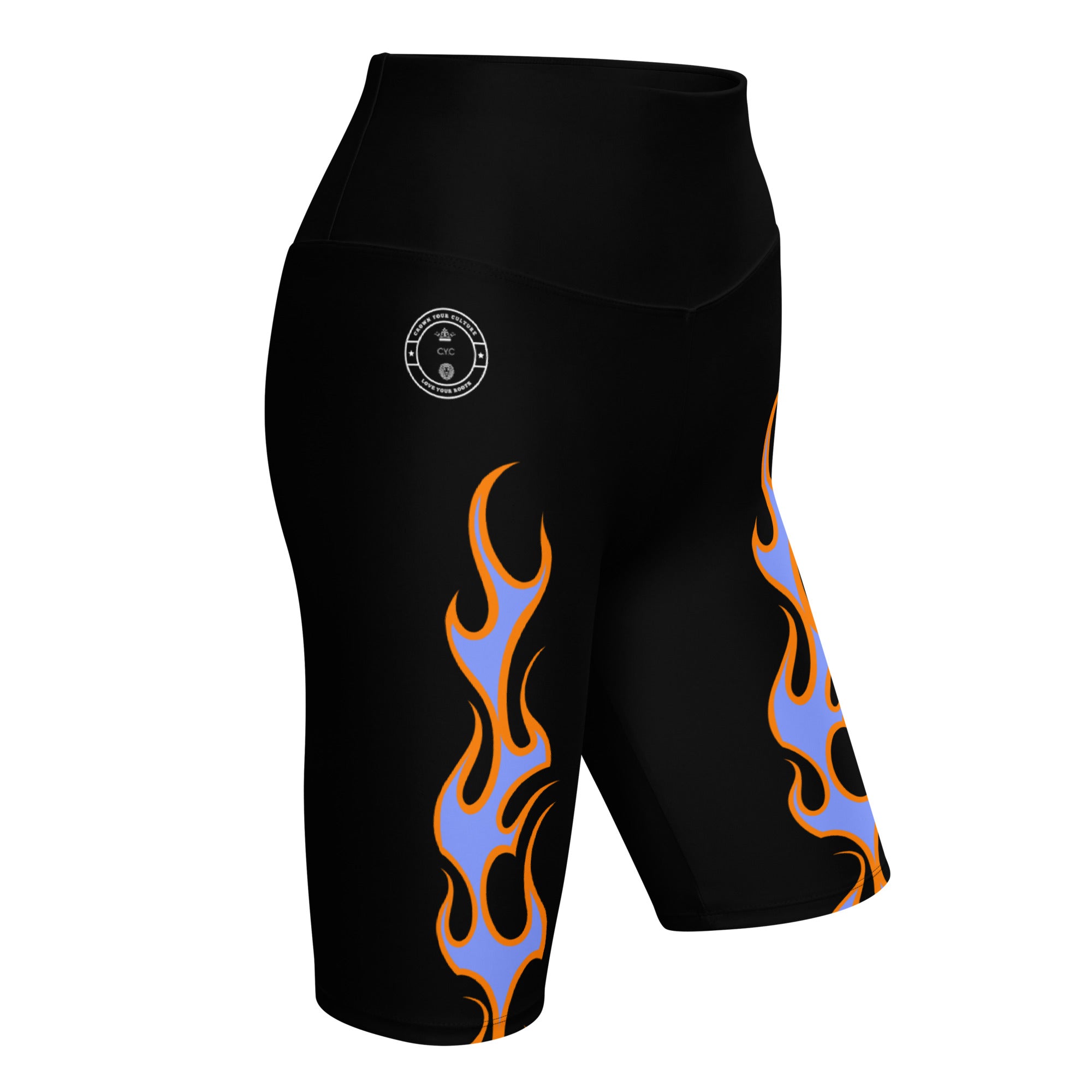 CYC Blue Flaming Black Biker Shorts