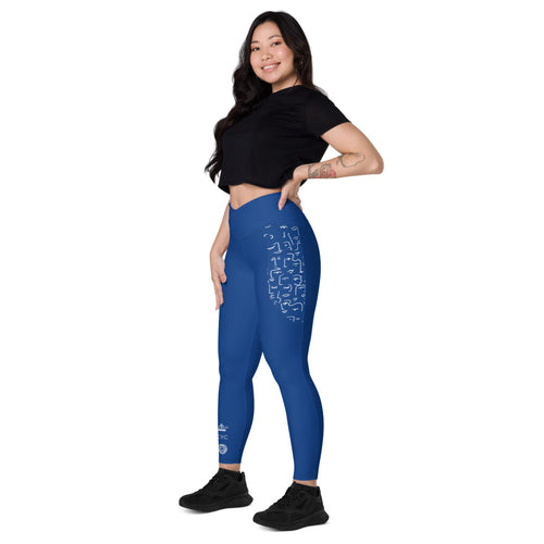 Deep Blue CYC face pockets Crossover leggings with pockets