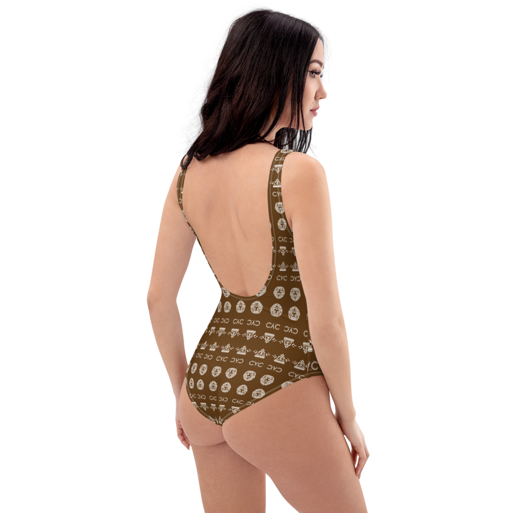 C.Y.C Brown/Cream One-Piece Swimsuit