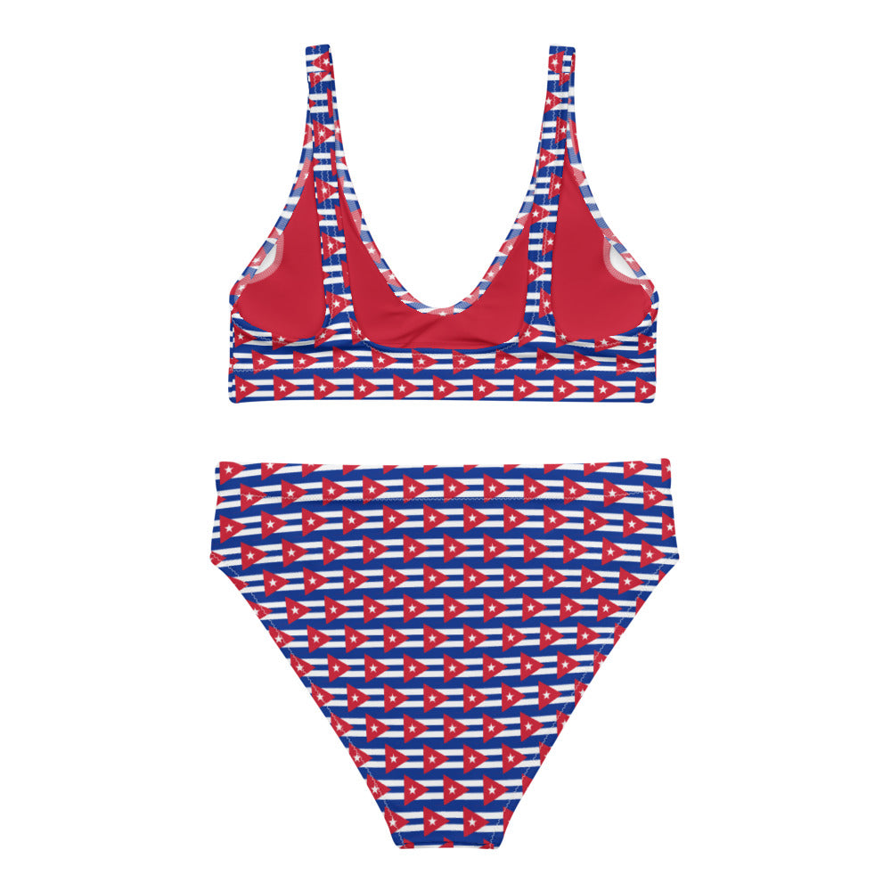 Cuban Flag high-waisted bikini