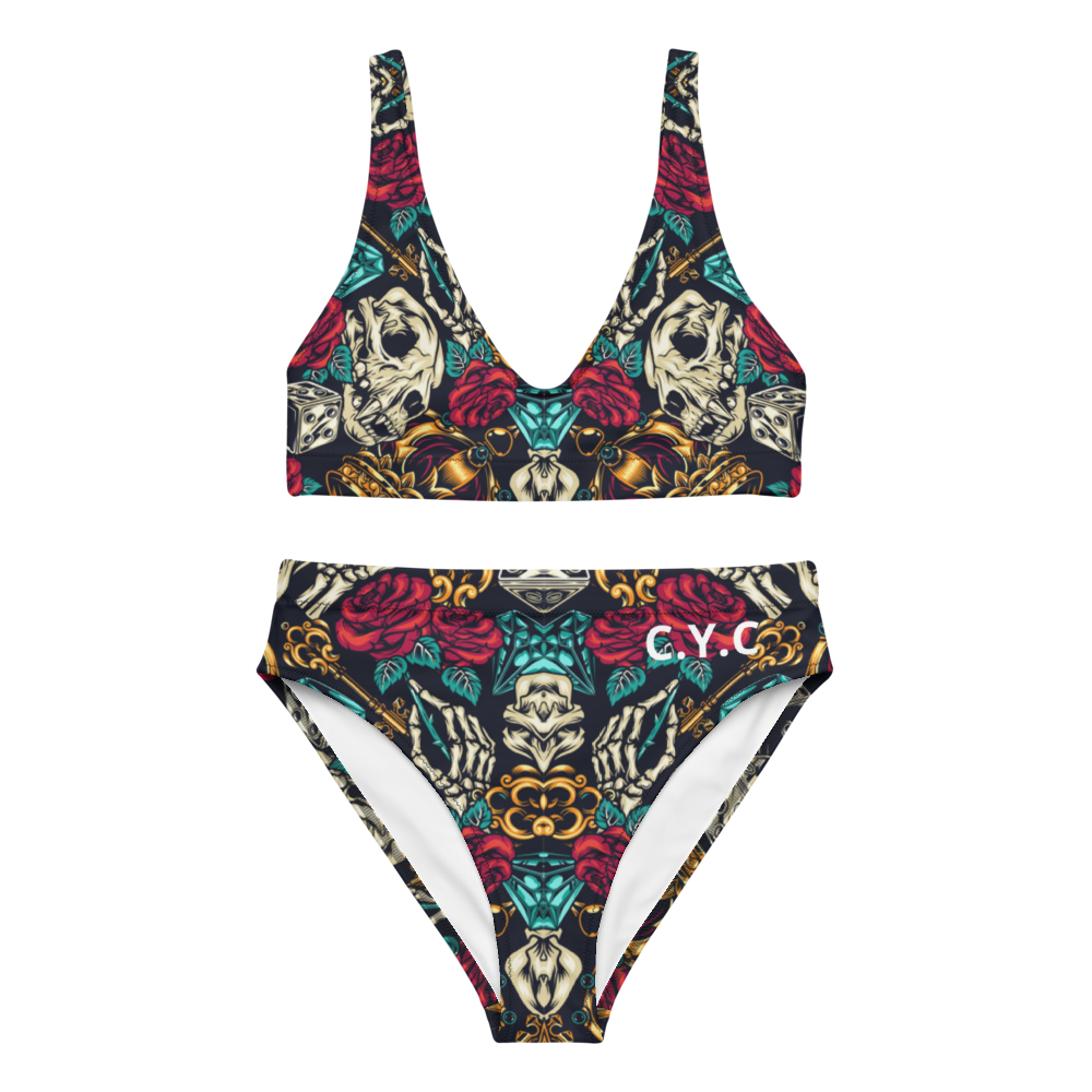 Skulls and Roses "Recycled high-waisted bikini