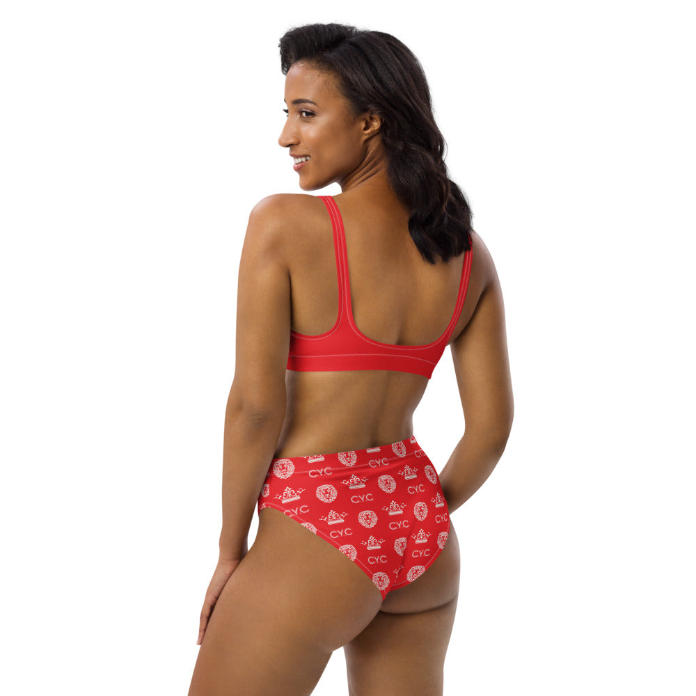 Red C.Y.C Designer Recycled high-waisted bikini