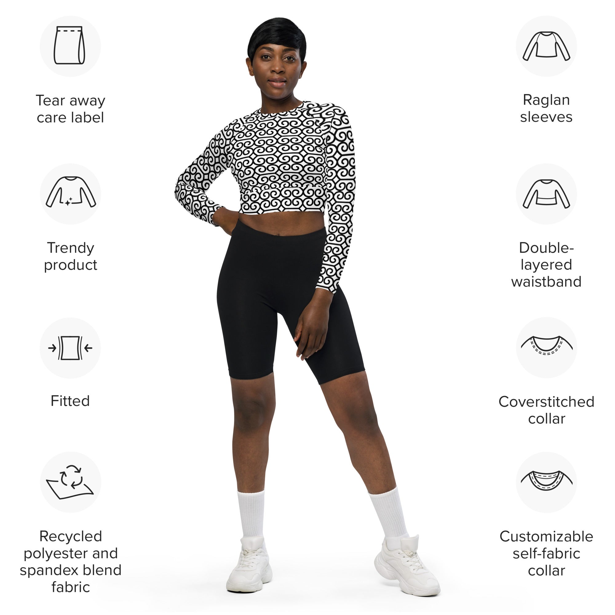B&W CYC Recycled long-sleeve crop top