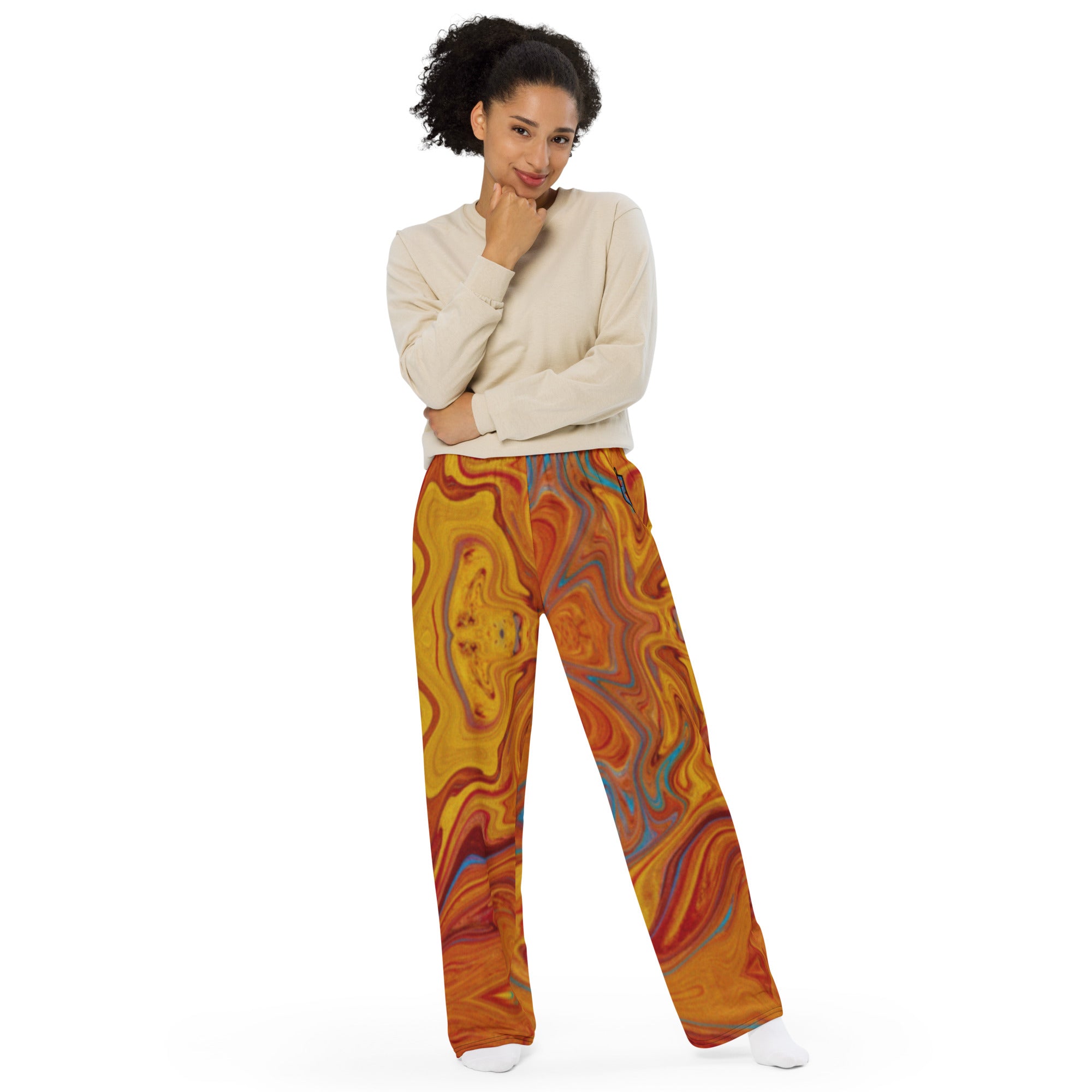 CYC Orange Swirl  unisex wide-leg pants