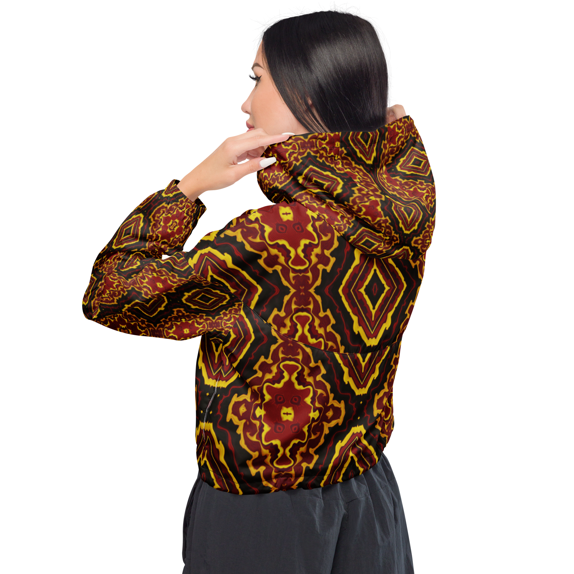 CYC Fire Red and Black Women’s cropped windbreaker
