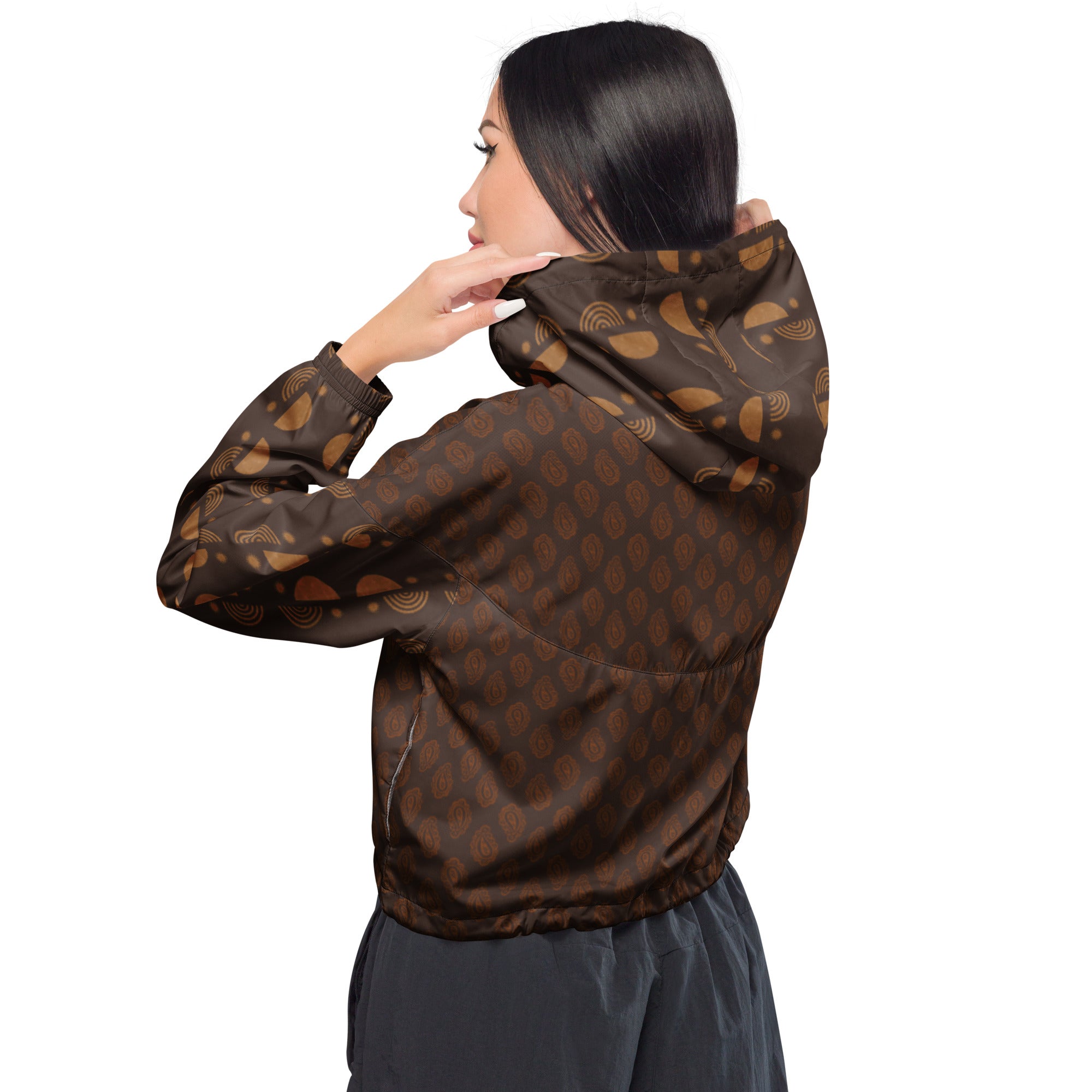 Brown Paisley C.Y.C Women’s cropped windbreaker